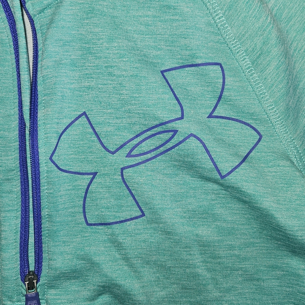 Under Armour Girls Teal & Purple 1/4 Zip-Up Pullover - Size Youth Large - Picture 4 of 7